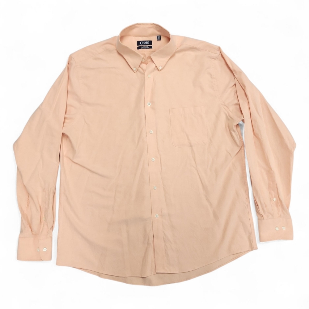 Chaps Cotton Orange Oxford Button Down Wrinkle Free Shirt 17-17.5 36/37 XXL